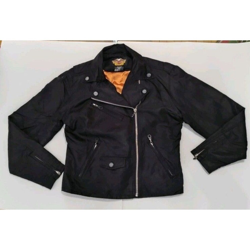 Harley Davidson Womens Sz Small Nylon Motorcycle Riding Jacket Crest Logo